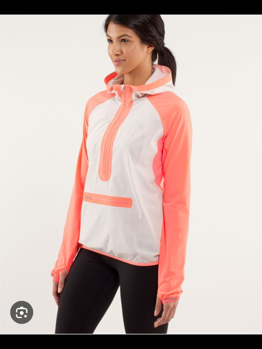 lululemon athletica Coral Pink and White Hooded Pullover Jacket